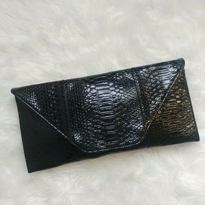 Black Envelope Clutch with strap